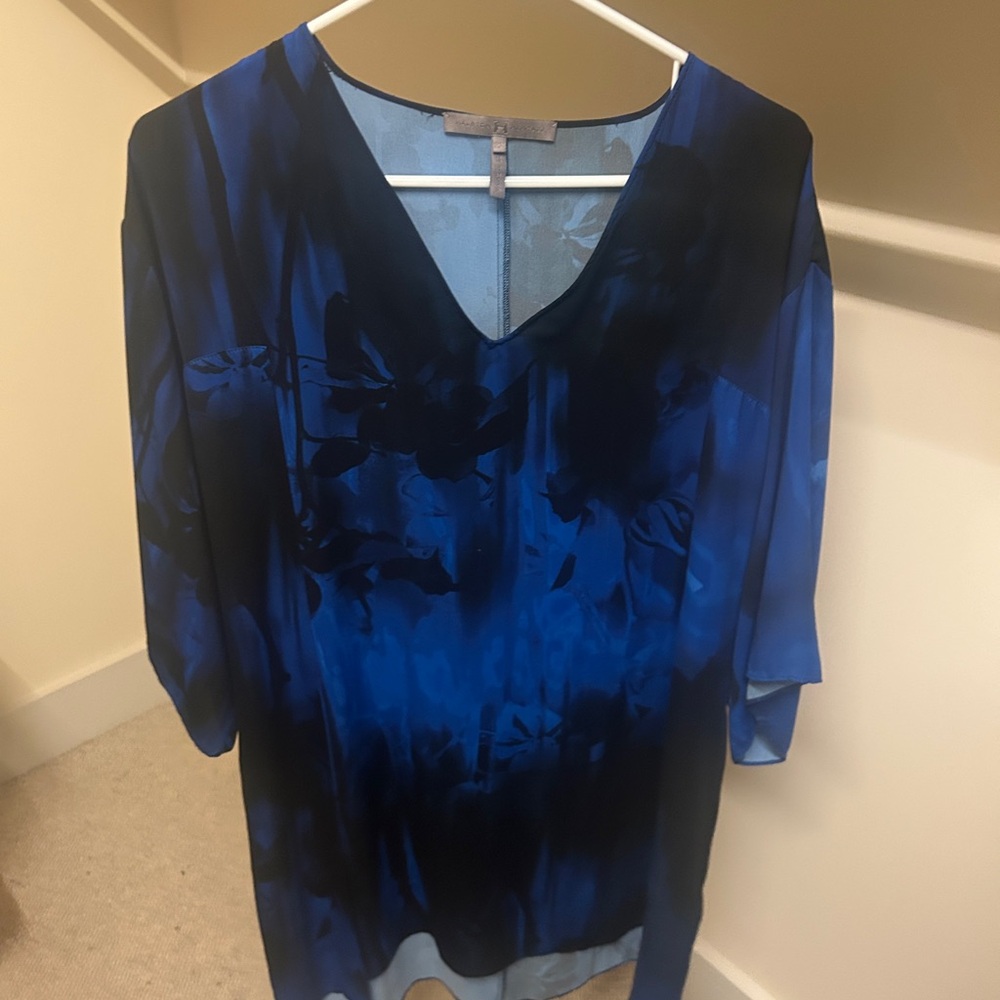 Halston Heritage Midnight Blue Floral Short Dress